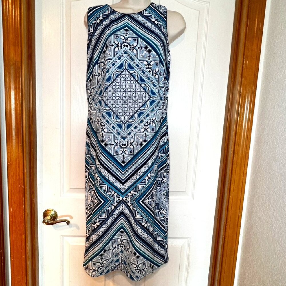 WHBM Reversible Women's Sheath Dress - Navy & Pattern - Sz M - NWT!